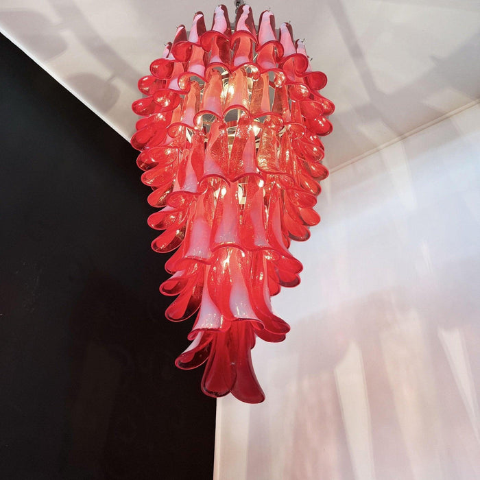 Murano Red Petals Spiral Chandelier-DWHOME