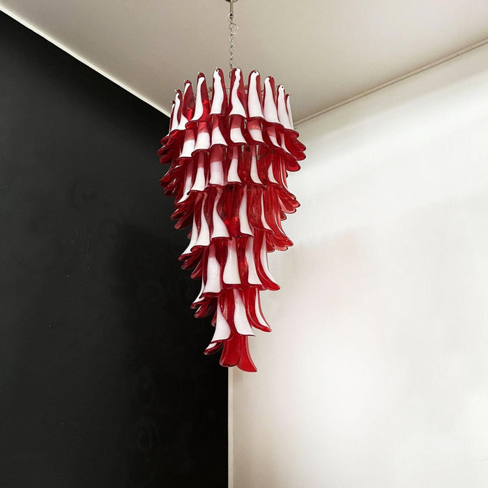 Murano Red Petals Spiral Chandelier-DWHOME