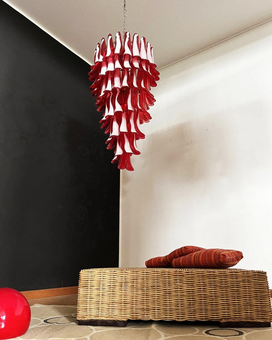 Murano Red Petals Spiral Chandelier-DWHOME