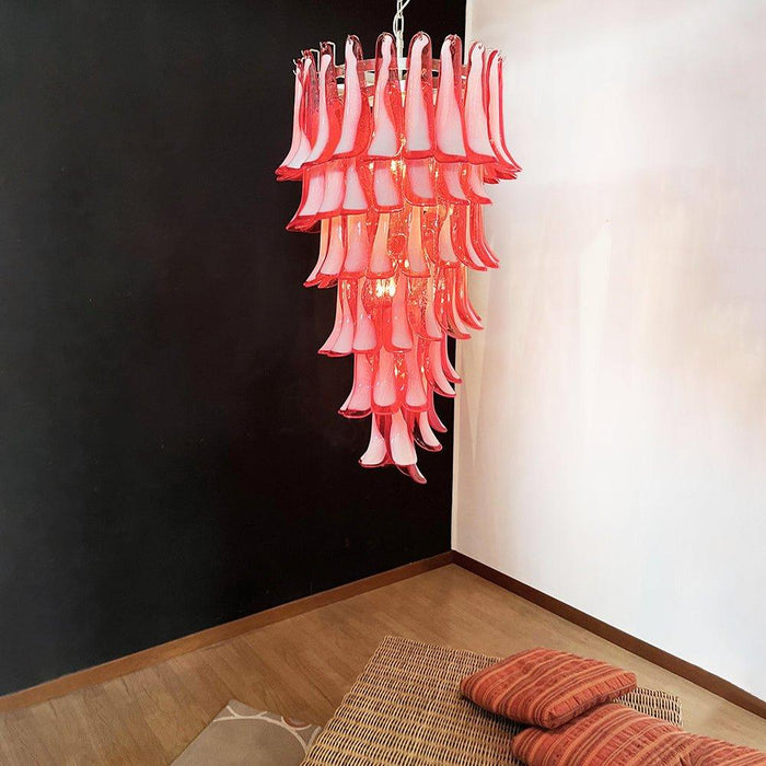 Murano Red Petals Spiral Chandelier-DWHOME