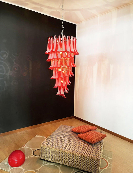 Murano Red Petals Spiral Chandelier-DWHOME
