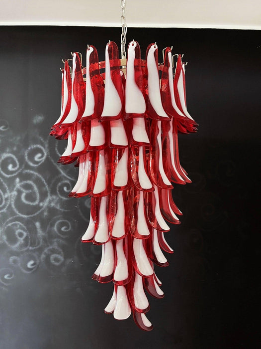 Murano Red Petals Spiral Chandelier-DWHOME