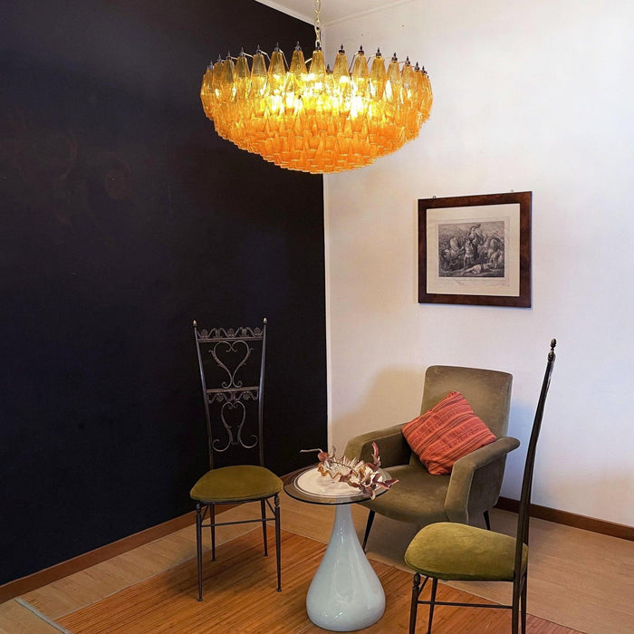 Murano Rhombus Amber Glass Chandelier-DWHOME