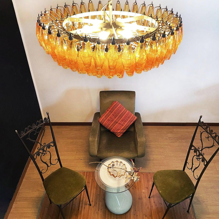 Murano Rhombus Amber Glass Chandelier-DWHOME