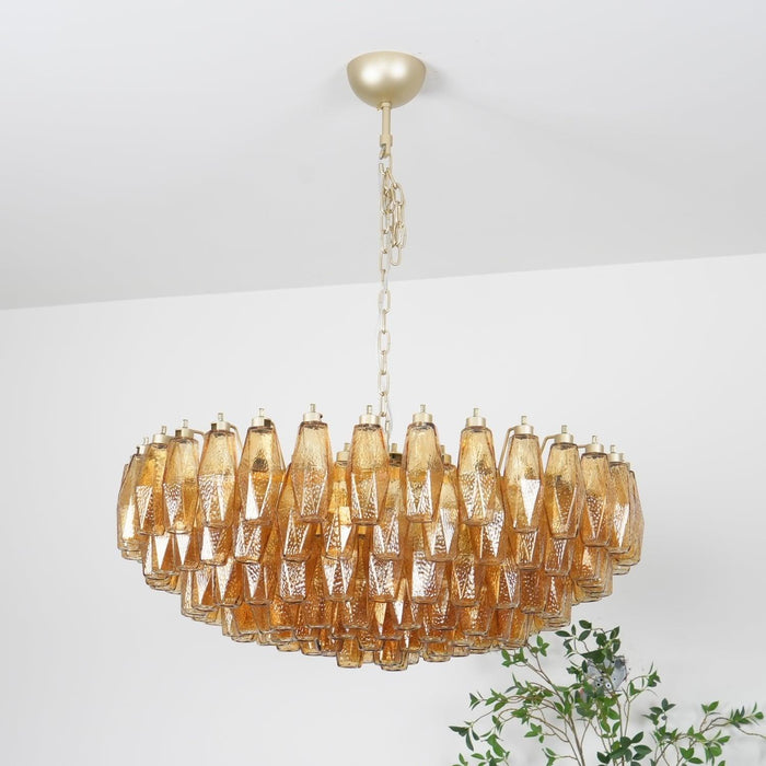 Murano Rhombus Amber Glass Chandelier-DWHOME