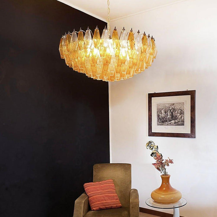 Murano Rhombus Amber Glass Chandelier-DWHOME