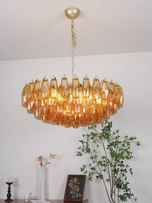 Murano Rhombus Amber Glass Chandelier-DWHOME