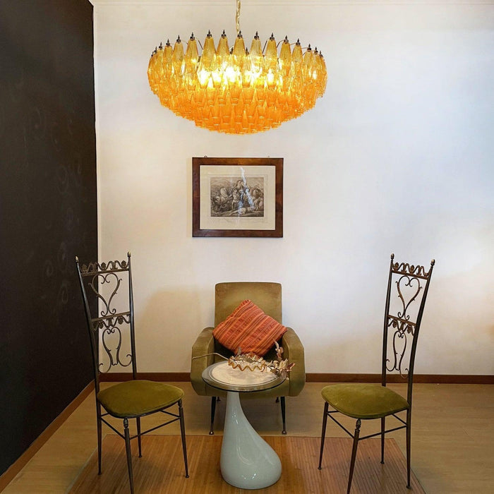 Murano Rhombus Amber Glass Chandelier-DWHOME