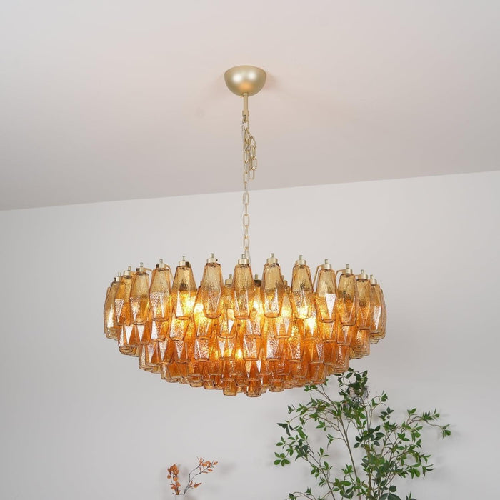 Murano Rhombus Amber Glass Chandelier-DWHOME