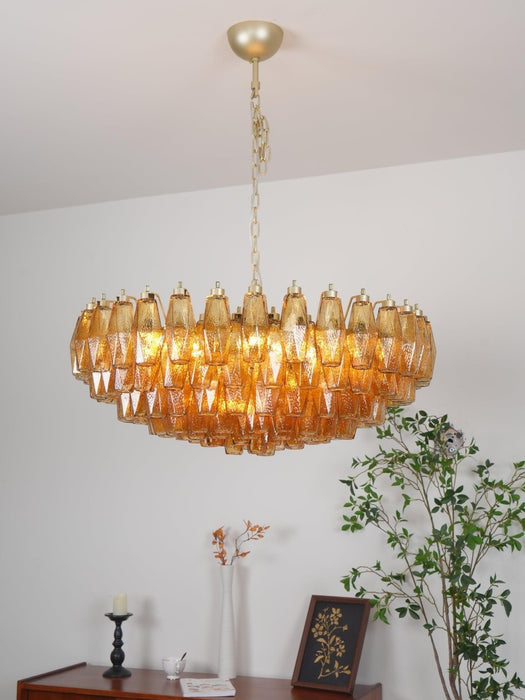 Murano Rhombus Amber Glass Chandelier-DWHOME