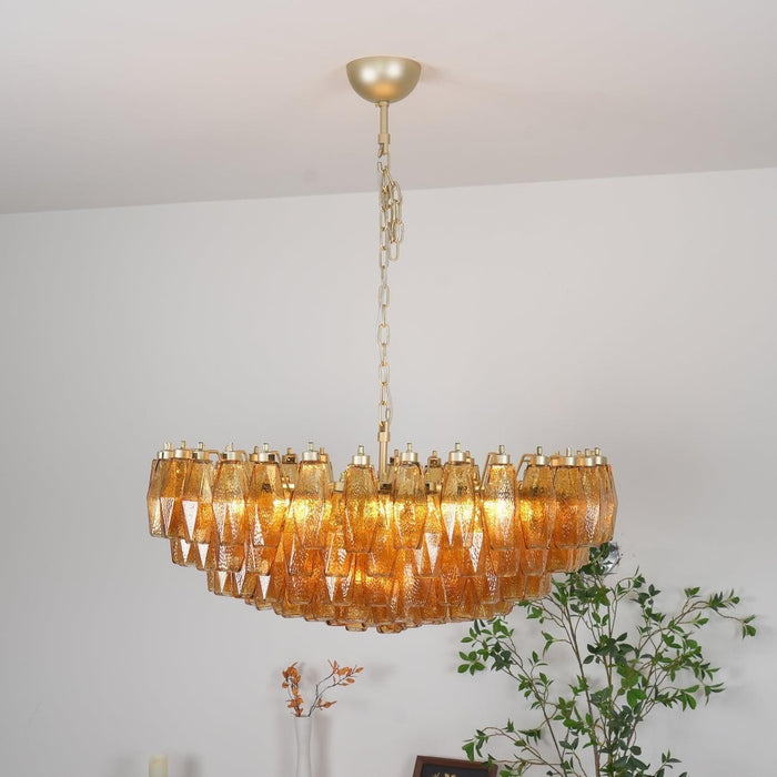 Murano Rhombus Amber Glass Chandelier-DWHOME