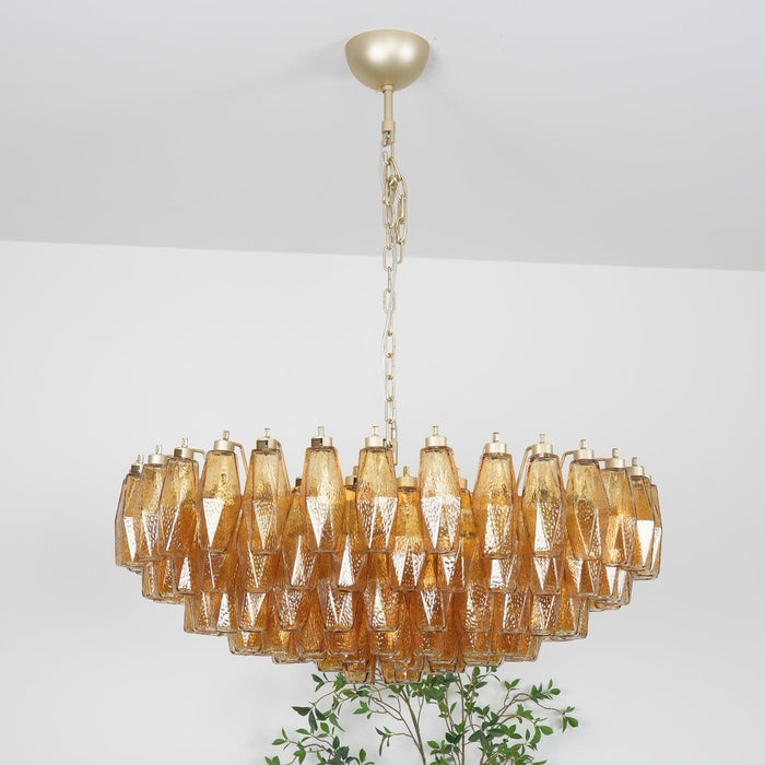 Murano Rhombus Amber Glass Chandelier-DWHOME