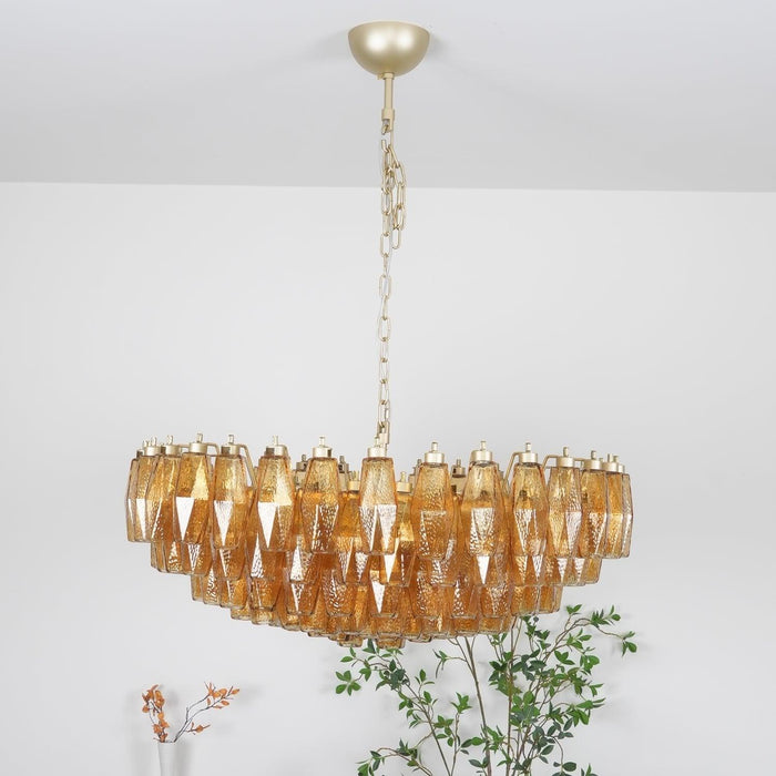 Murano Rhombus Amber Glass Chandelier-DWHOME