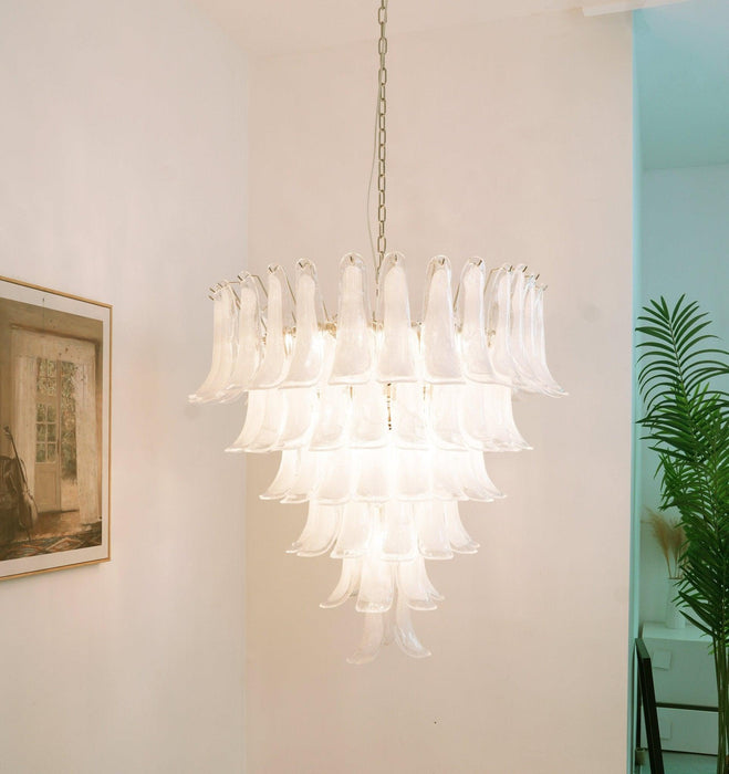 Murano White Glass Petals Chandelier-DWHOME