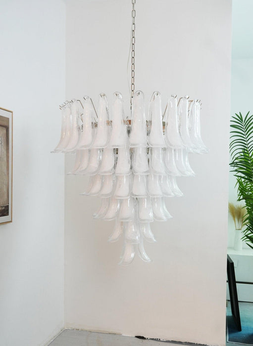 Murano White Glass Petals Chandelier-DWHOME