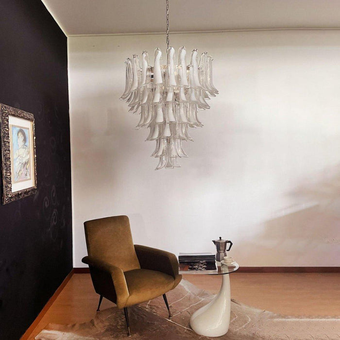 Murano White Glass Petals Chandelier-DWHOME