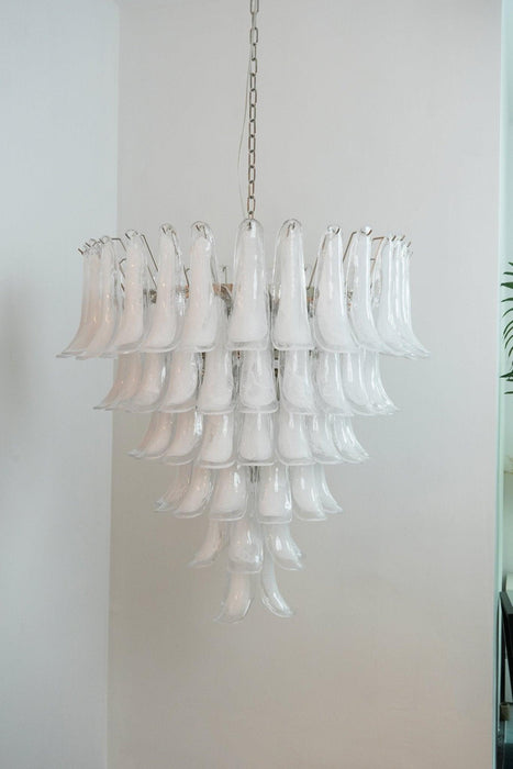 Murano White Glass Petals Chandelier-DWHOME