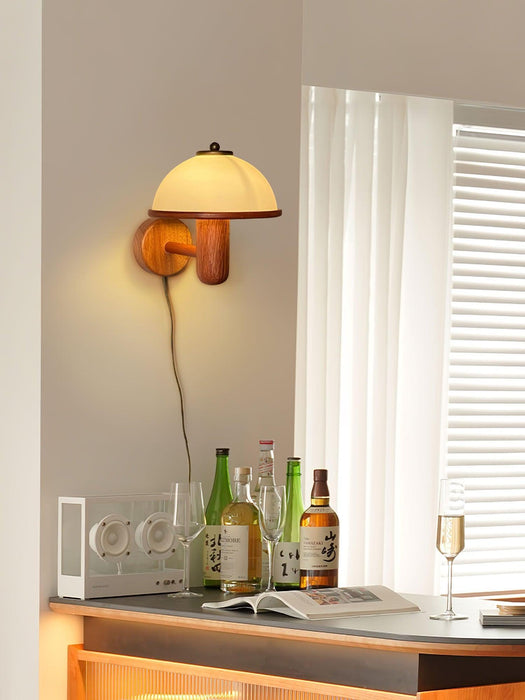 Mushroom Wood Wall Lamp-DWHOME