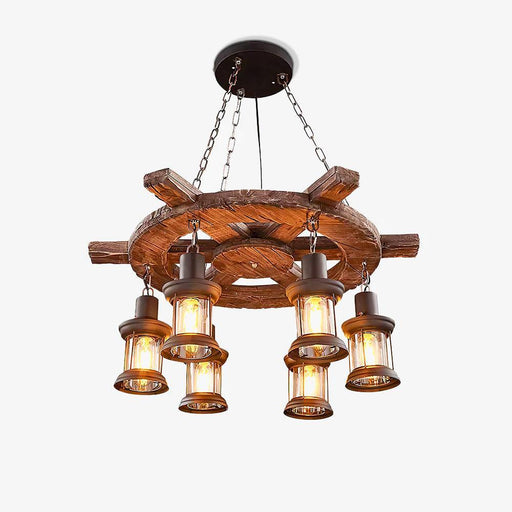 Nautical Industrial Style Wooden Chandelier-DWHOME