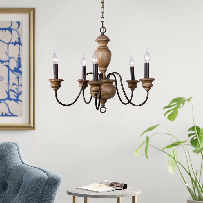 Neddy Wood Chandelier-DWHOME