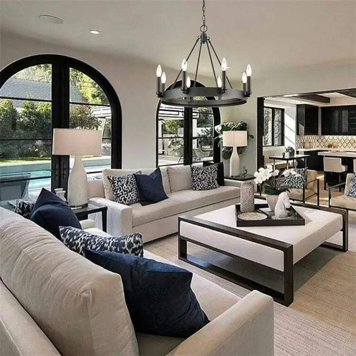 Neva Round Rustic Chandelier-DWHOME