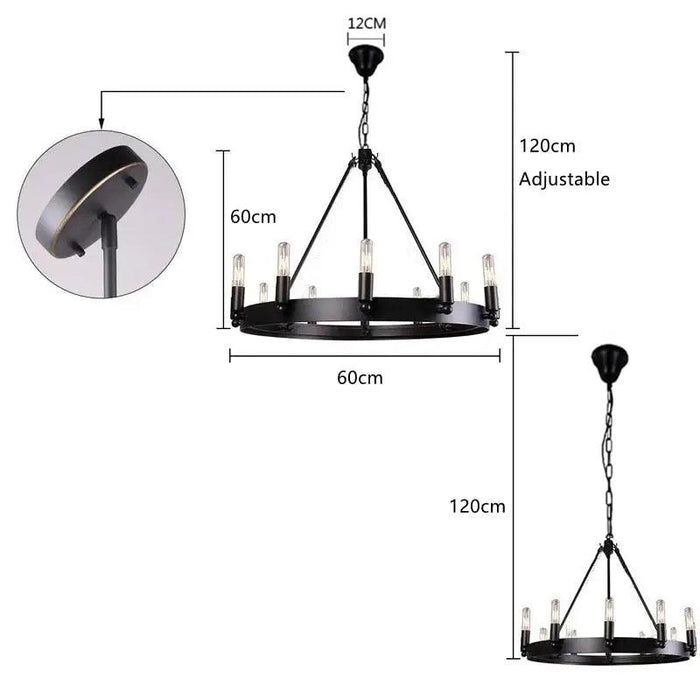 Neva Round Rustic Chandelier-DWHOME
