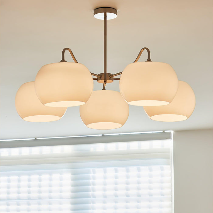 Nickel Glass Persimmon Chandelier-DWHOME