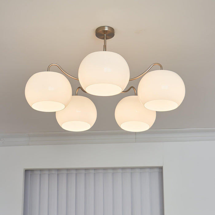 Nickel Glass Persimmon Chandelier-DWHOME