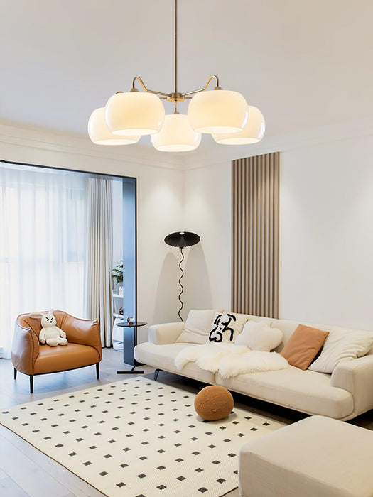 Nickel Glass Persimmon Chandelier-DWHOME