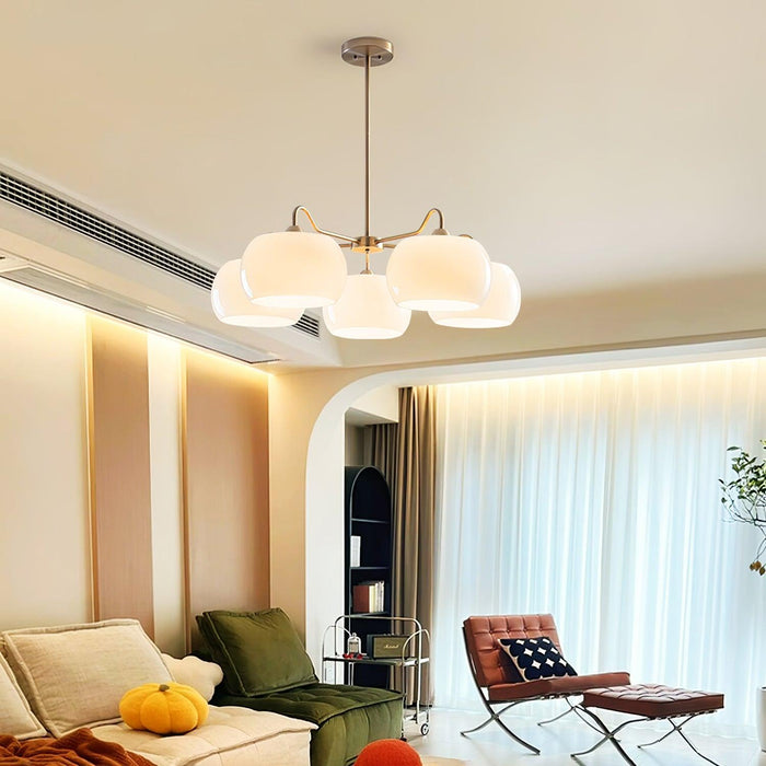 Nickel Glass Persimmon Chandelier-DWHOME
