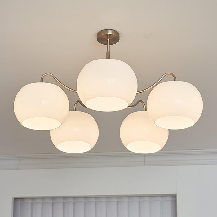Nickel Glass Persimmon Chandelier-DWHOME