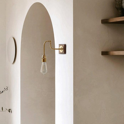 Ogilvy brushed brass & wood wall light - DWHOME