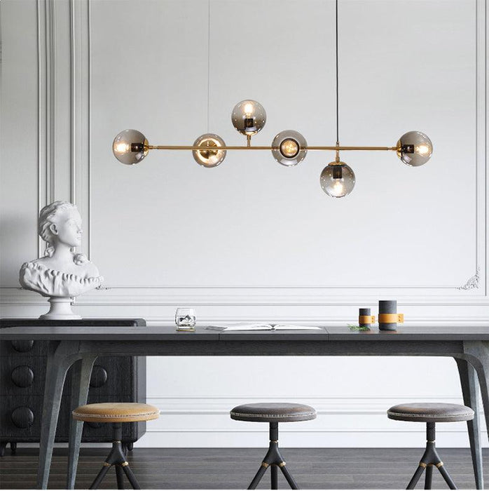Olive Tree 6 Head Branch Tinted Glass Kitchen Island Pendant Light - DWHOME