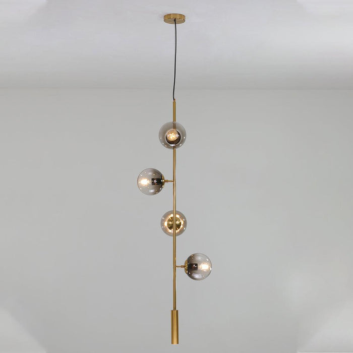 Olive Tree Branch 4 Bulb Staircase Void Brass Pendant Light - DWHOME