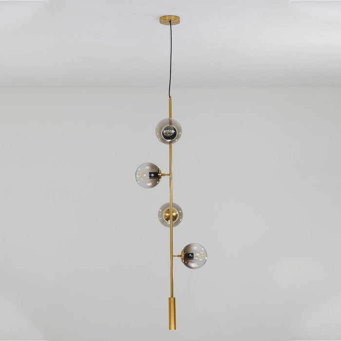 Olive Tree Branch 4 Bulb Staircase Void Brass Pendant Light - DWHOME