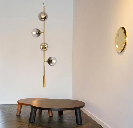 Olive Tree Branch 4 Bulb Staircase Void Brass Pendant Light-DWHOME