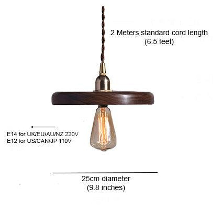 Walnut Wooden Shade Brass Pendant Light-DWHOME