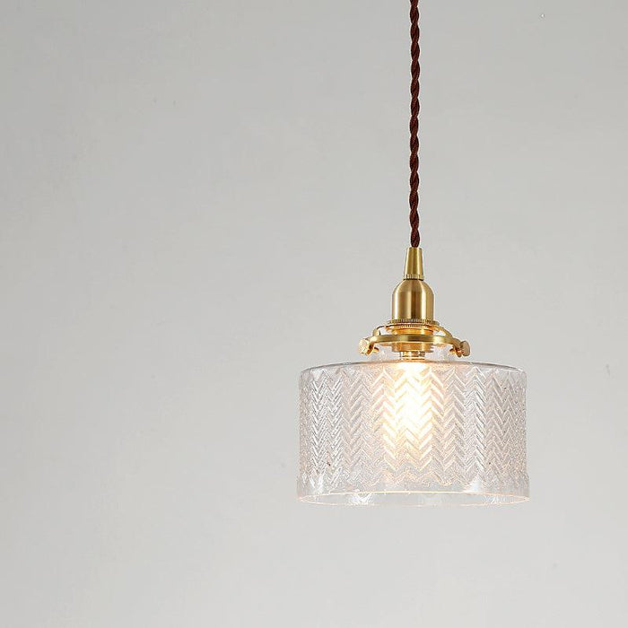 Matilda Glass Mid Century Vintage look Brass Fitting Pendant Light - DWHOME
