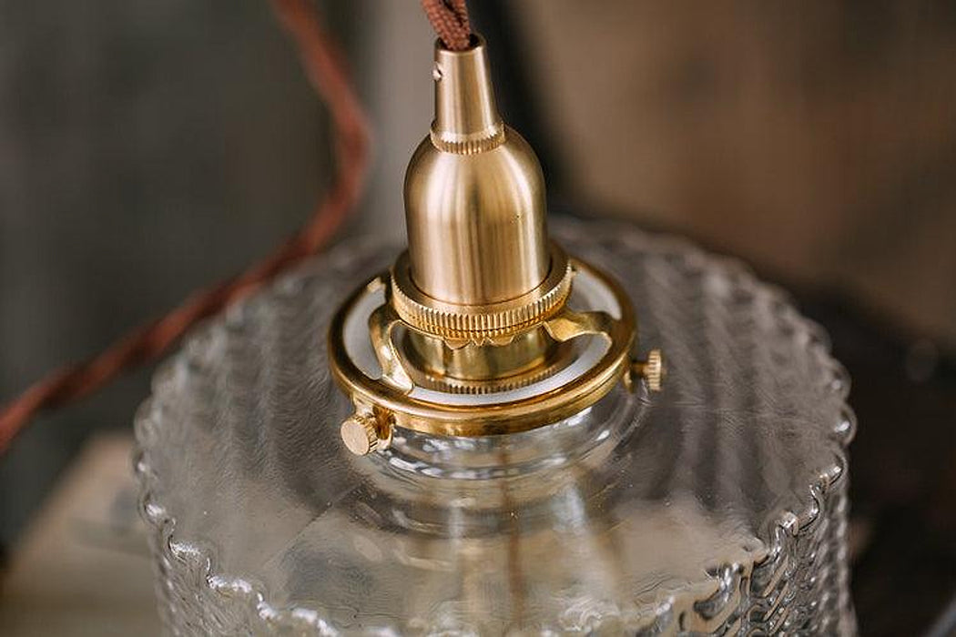 Matilda Glass Mid Century Vintage look Brass Fitting Pendant Light-DWHOME