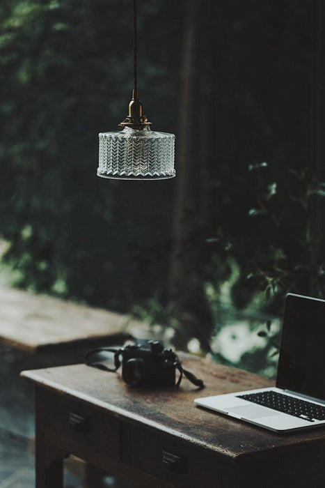 Matilda Glass Mid Century Vintage look Brass Fitting Pendant Light - DWHOME