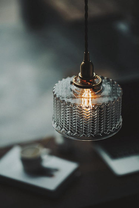 Matilda Glass Mid Century Vintage look Brass Fitting Pendant Light - DWHOME