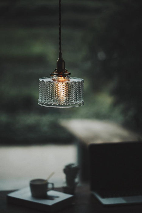 Matilda Glass Mid Century Vintage look Brass Fitting Pendant Light - DWHOME