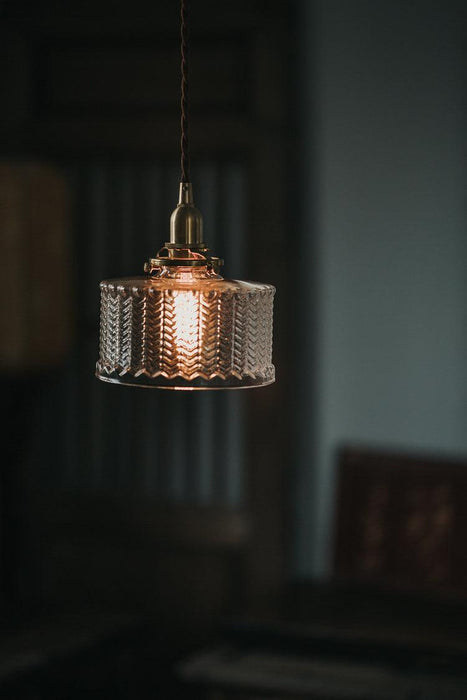 Matilda Glass Mid Century Vintage look Brass Fitting Pendant Light - DWHOME
