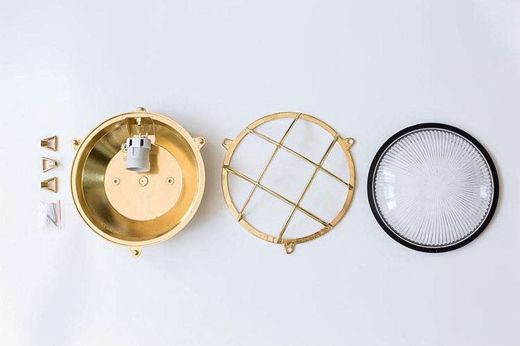 Nautilus Round Brass cage outdoor wall light / ceiling light-DWHOME