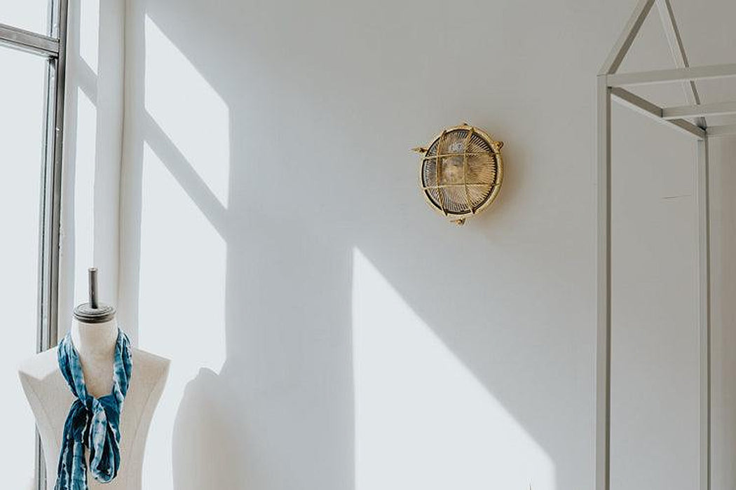 Nautilus Round Brass cage outdoor wall light / ceiling light-DWHOME