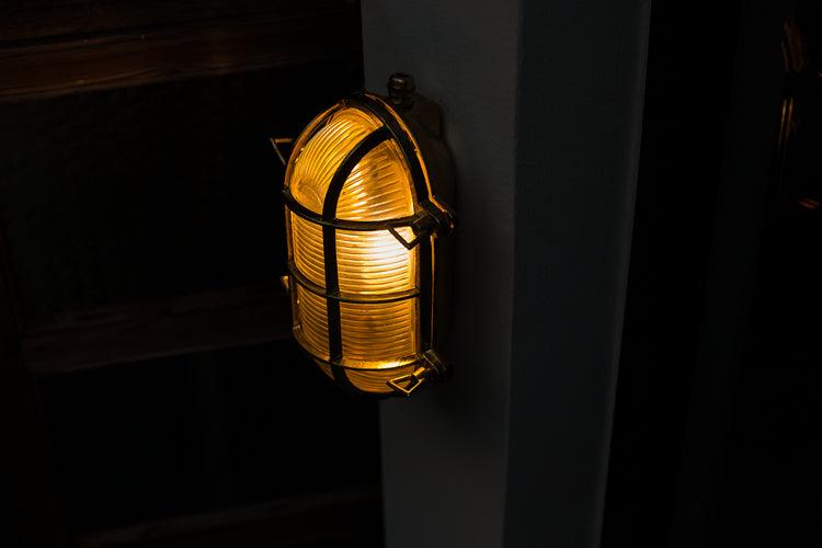 Nautilus Oval brass cage outdoor wall light / ceiling Light-DWHOME