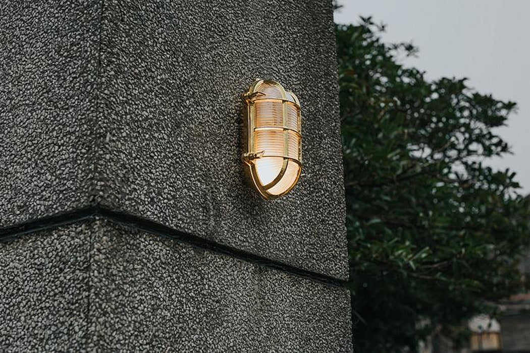 Nautilus Oval brass cage outdoor wall light / ceiling Light-DWHOME