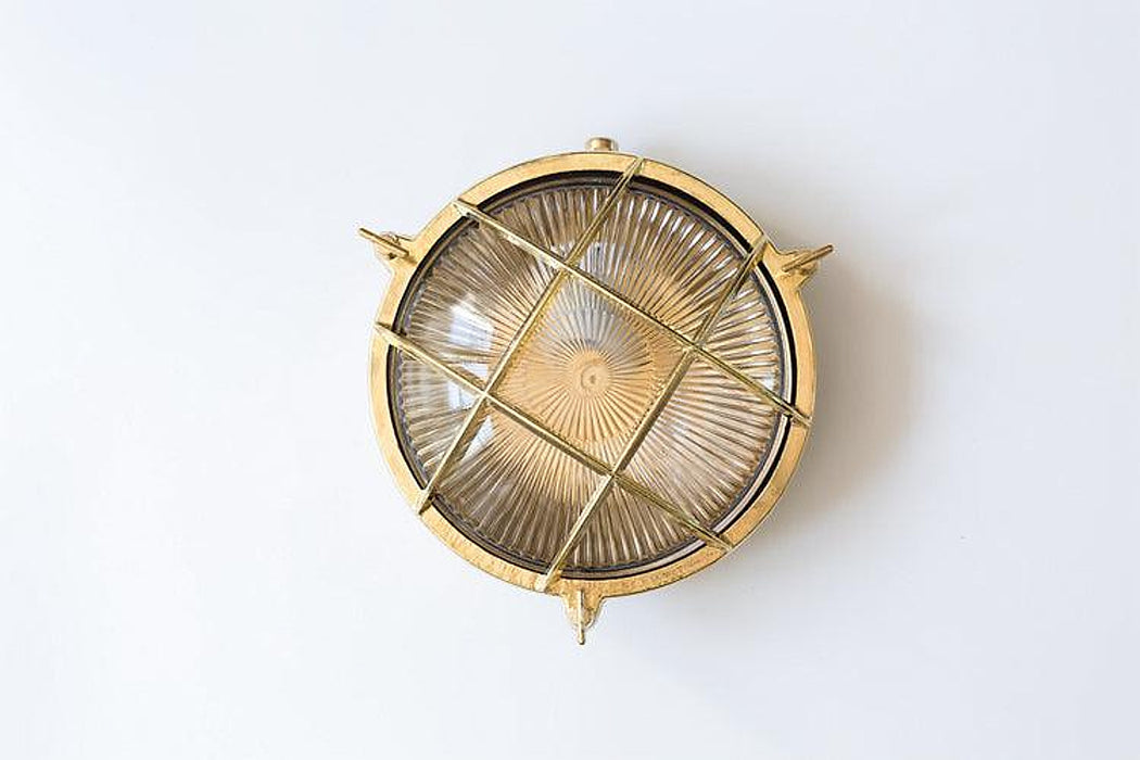 Nautilus Round Brass cage outdoor wall light / ceiling light-DWHOME