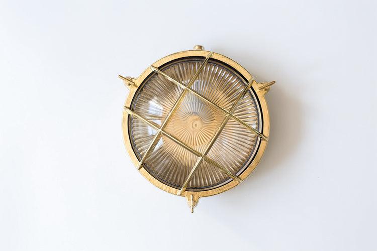 Nautilus Round Brass cage outdoor wall light / ceiling light - DWHOME