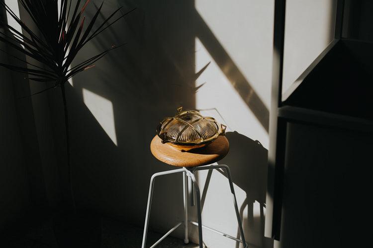 Nautilus Round Brass cage outdoor wall light / ceiling light - DWHOME